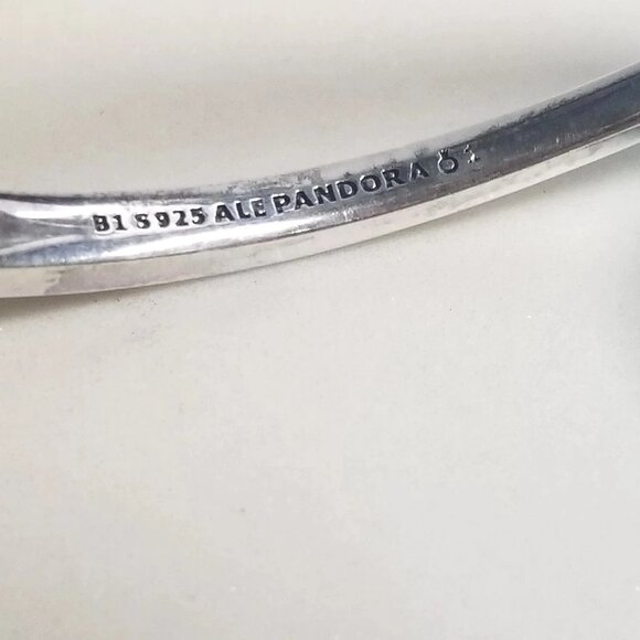 Authentic Pandora Wishbone Bangle Sterling Silver Smooth Bangle Size 1 - Picture 2 of 6